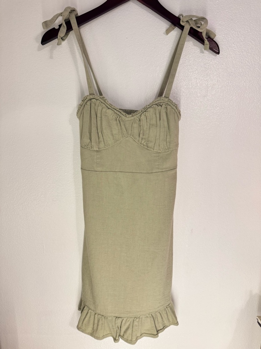 Hollister Sage Green Smocked Neckline Sundress